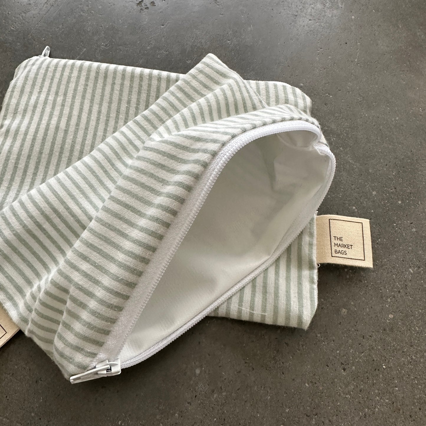 Water Resistant Snack Bag - Sage Stripes