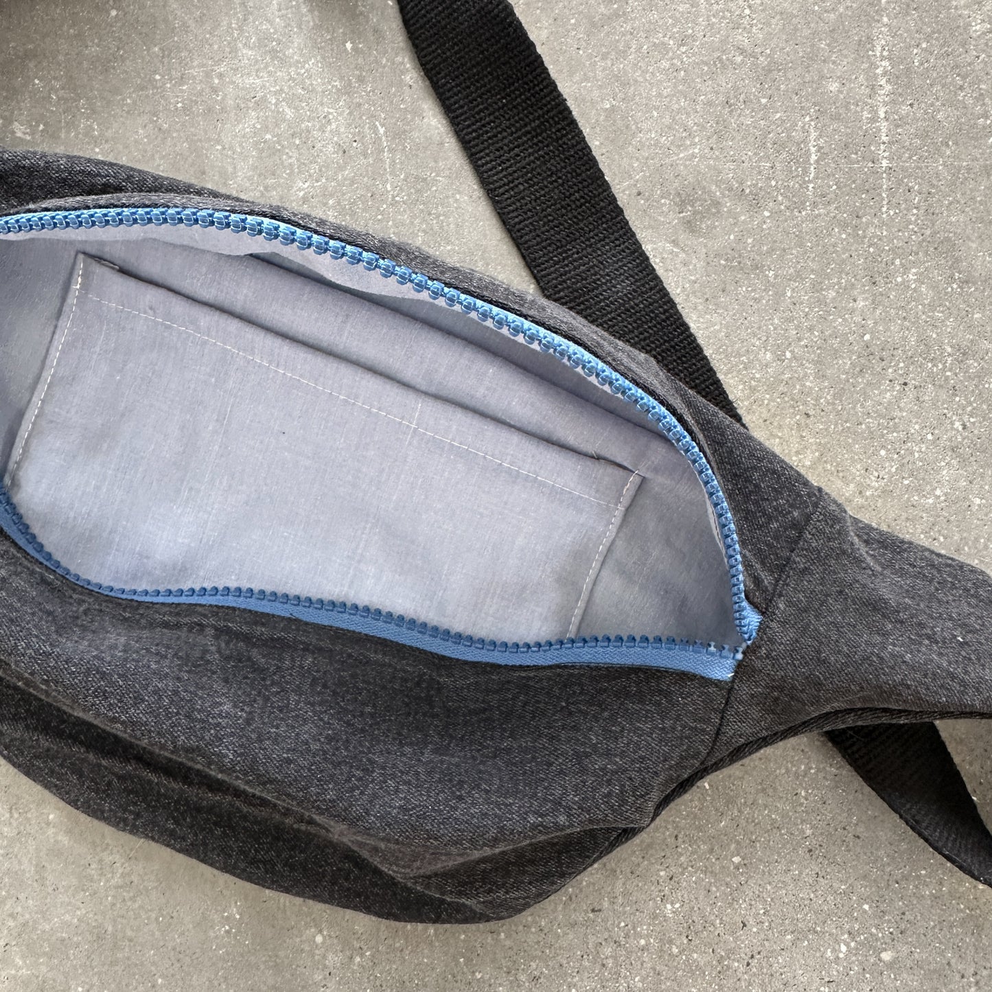 The Cross Body Bag - Black Denim