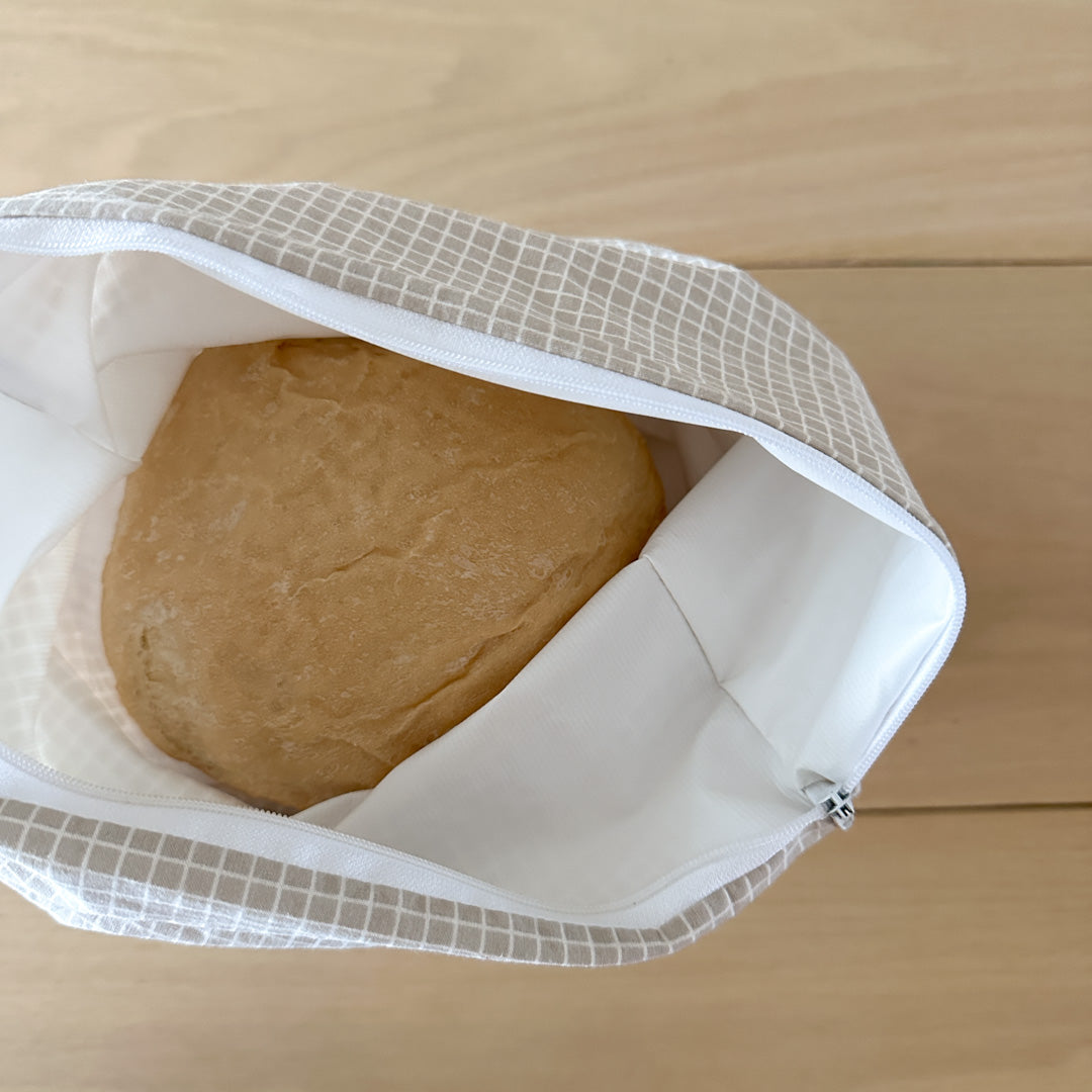 Bread Bag - Beige Grid