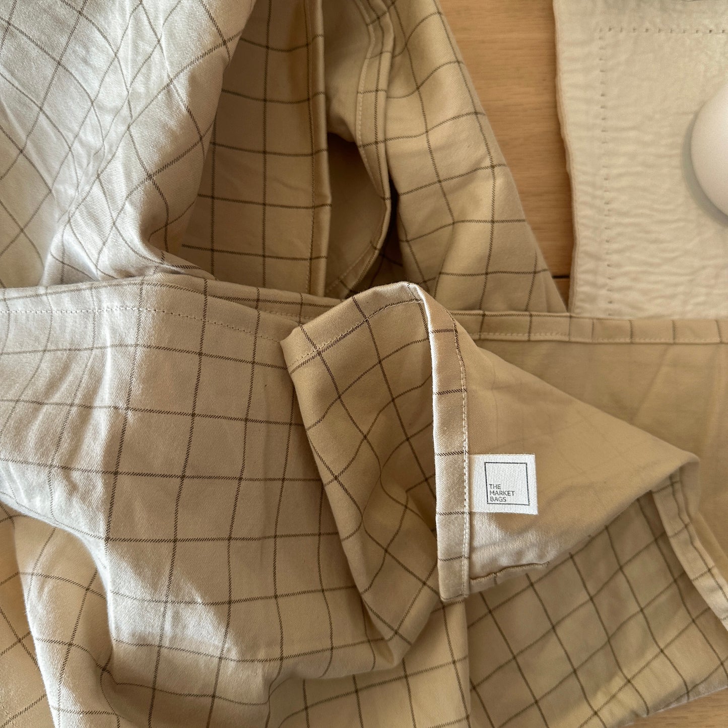 Reusable Gift Wrapping Cloth - Cream Plaid