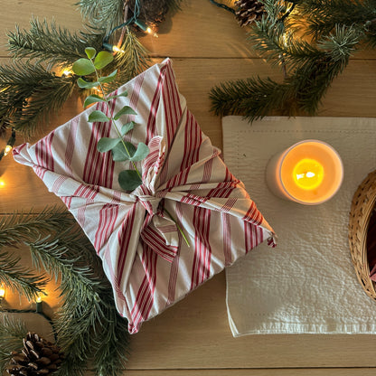 Reusable Gift Wrapping Cloth - Candy Cane Stripe
