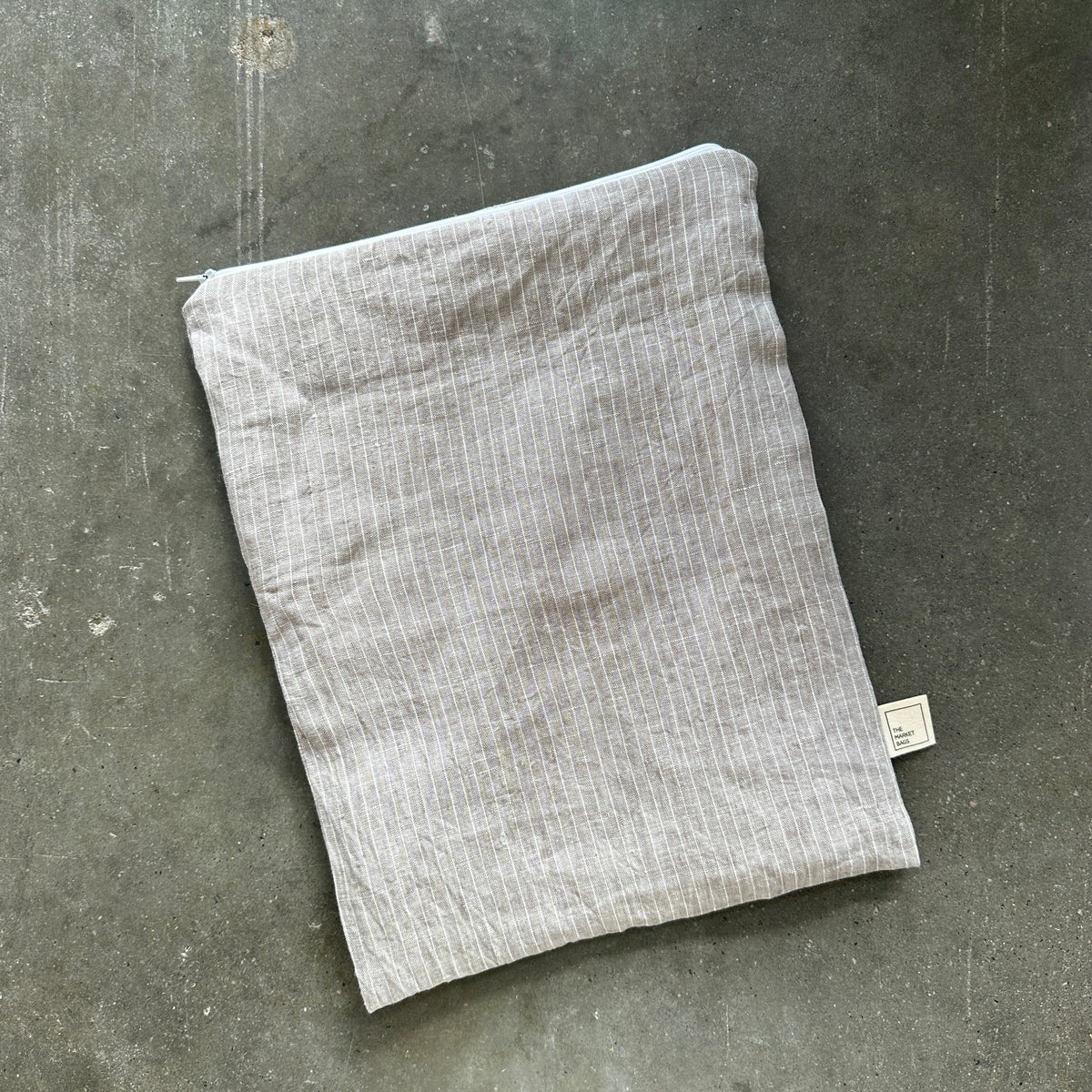 Bread Bag - Greige Stripe Linen