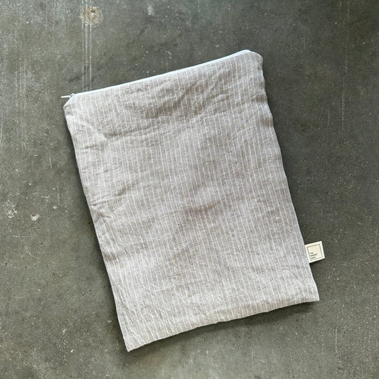 Bread Bag - Greige Stripe Linen