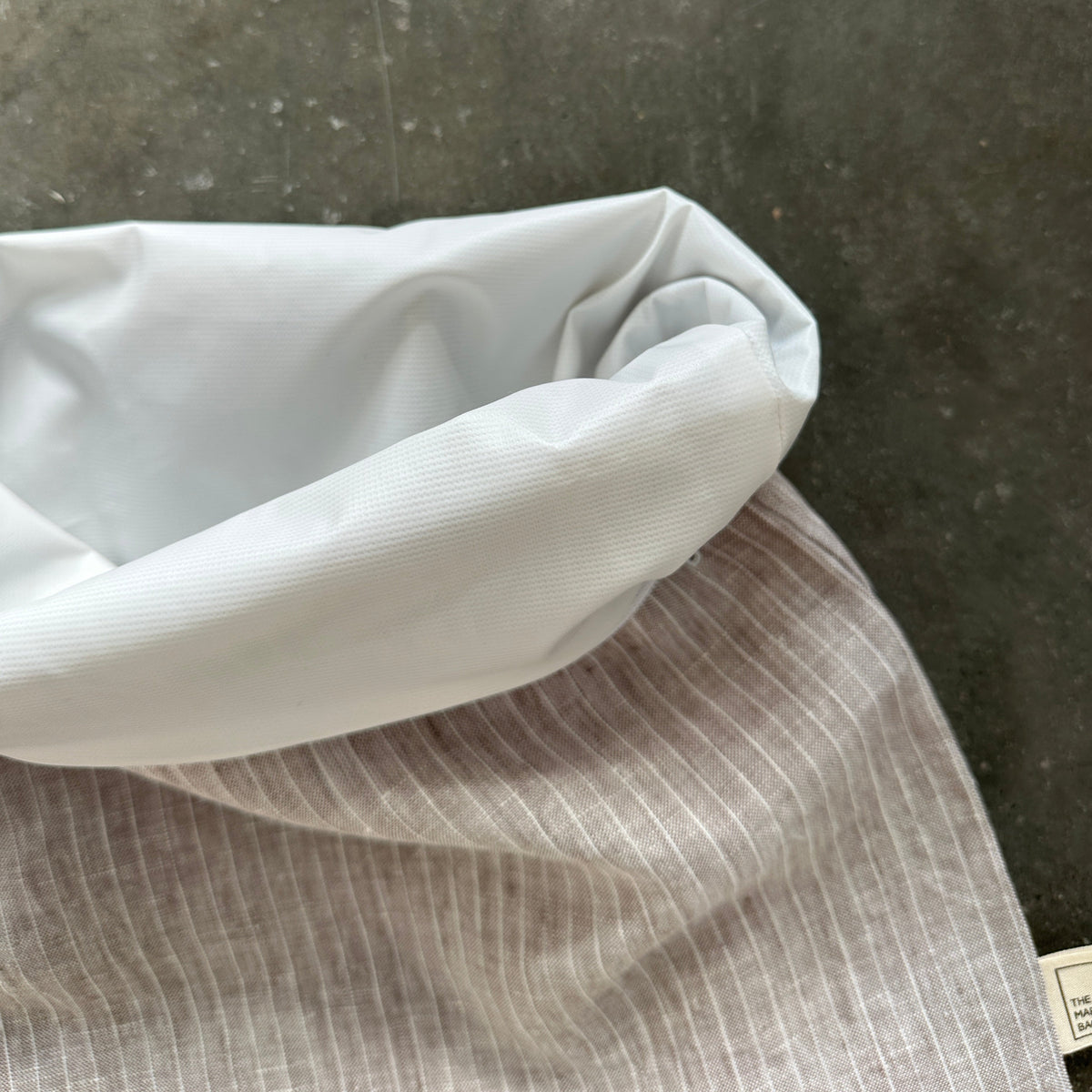 Bread Bag - Greige Stripe Linen