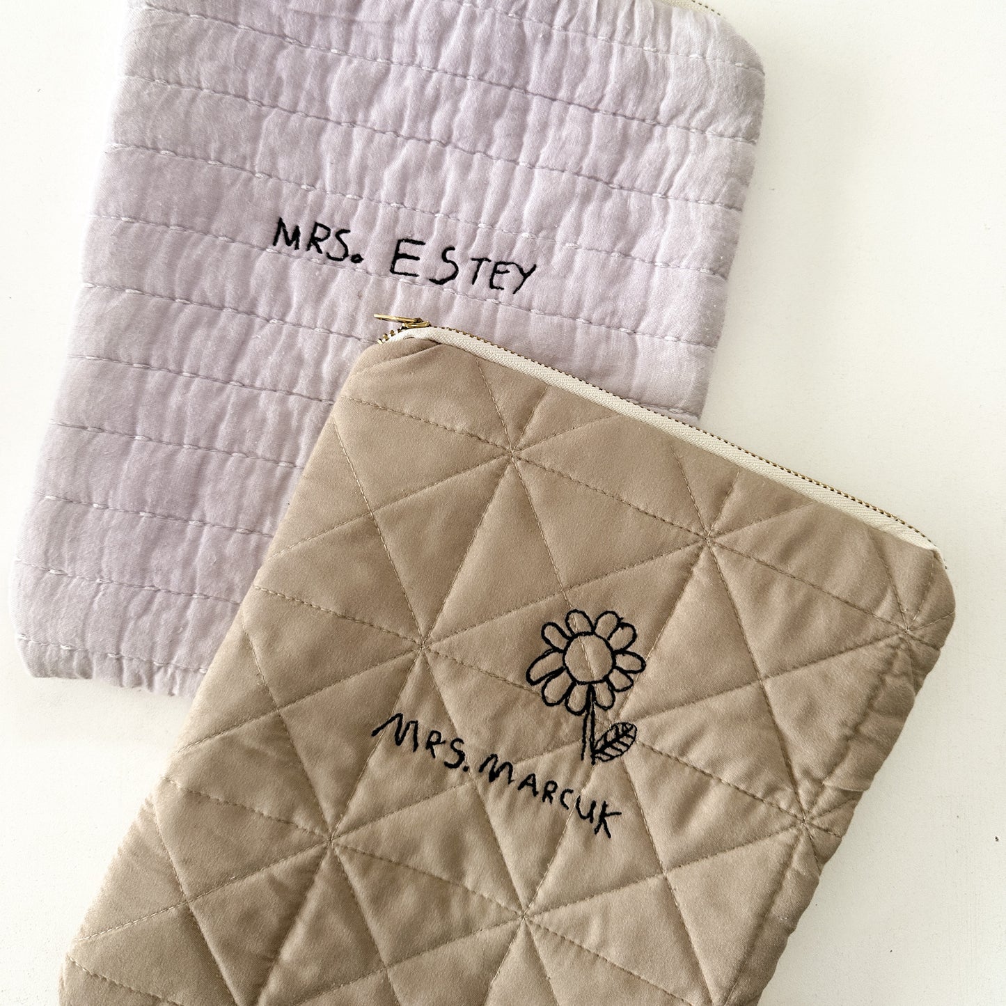 " The Little Letters" Custom Embroidered Quilted E-Reader/Book Sleeve