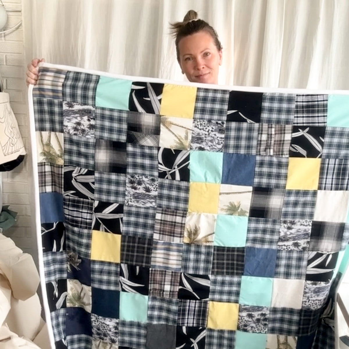 Keepsake quilt folded and ready to go home