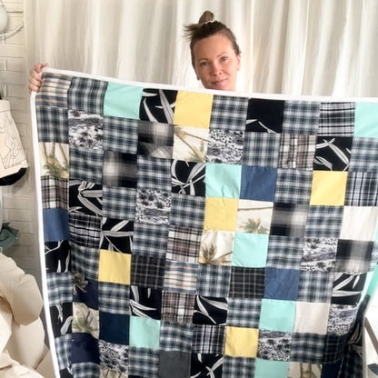 Keepsake quilt folded and ready to go home