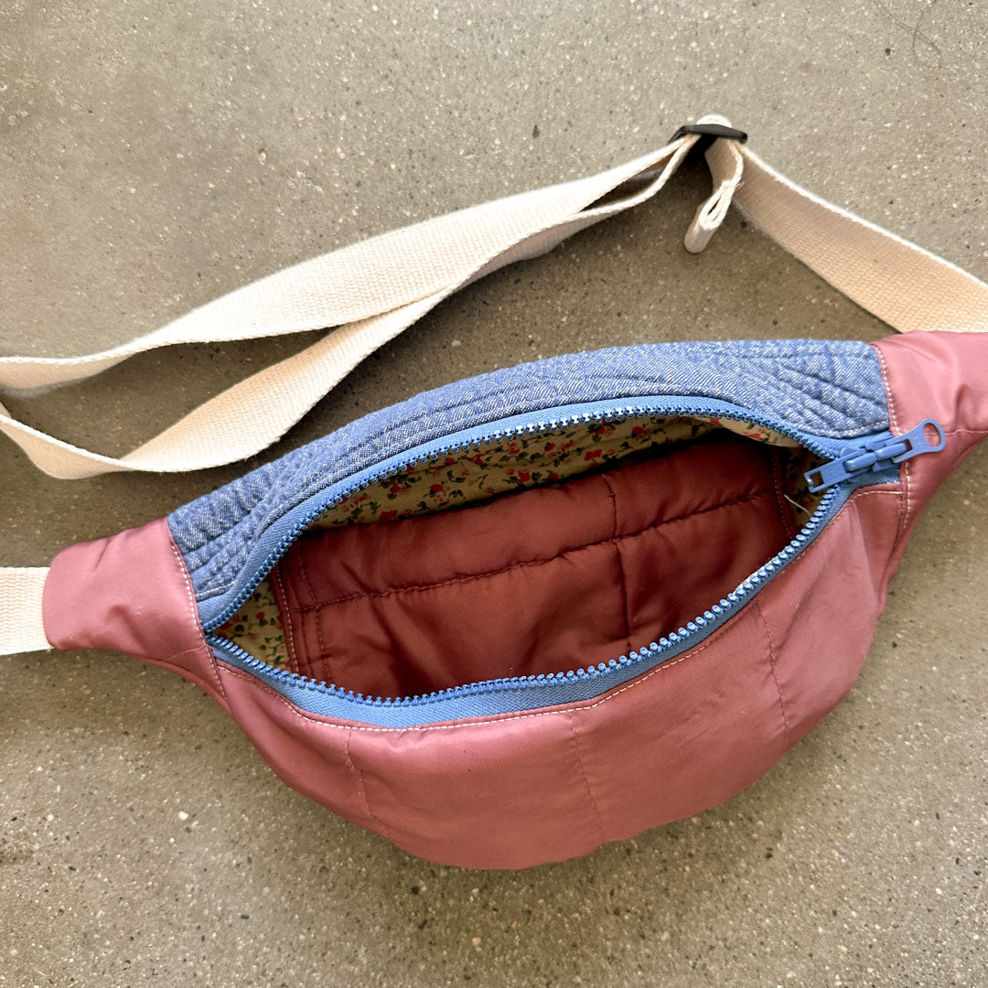 The Cross Body Bag - Denim + Dusty Rose