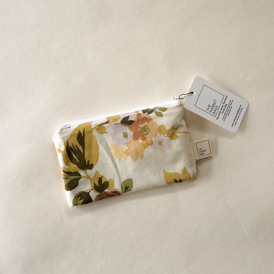 Water Resistant Snack Bag - Warm Floral