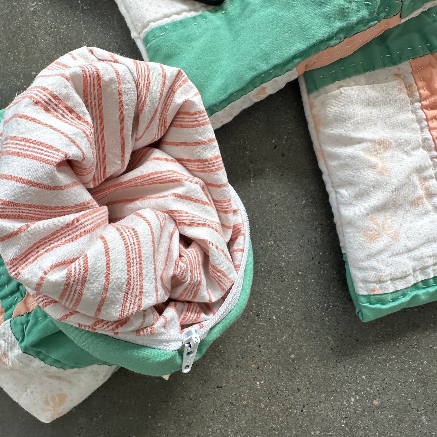 Quilted E-Reader Pouch - Peach & Teal