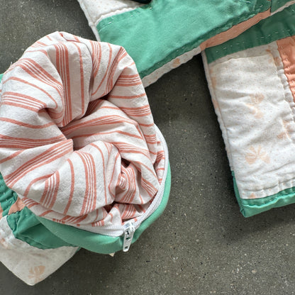 Quilted E-Reader Pouch - Peach & Teal