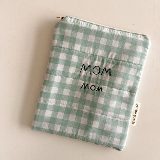 Custom embroidered zipper pouch with a child's drawing, another view
